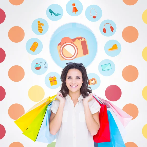 Brunette with shopping bags — Stock Photo, Image