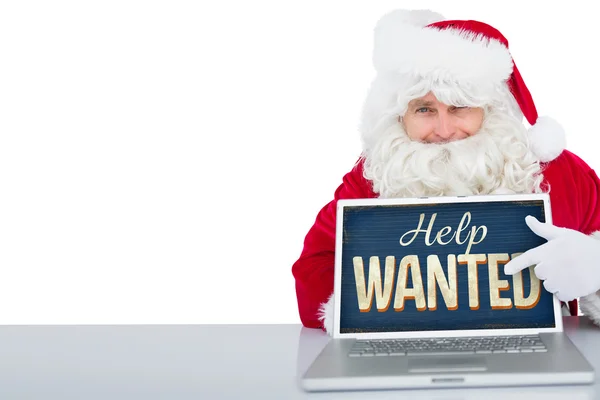 Santa med laptop — Stockfoto