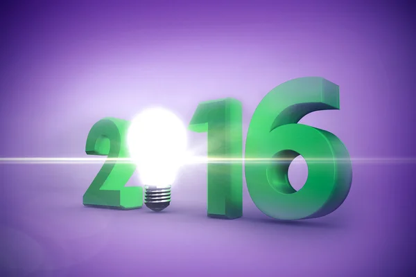 Composite image of 2016 with light bulb — Stock Photo, Image