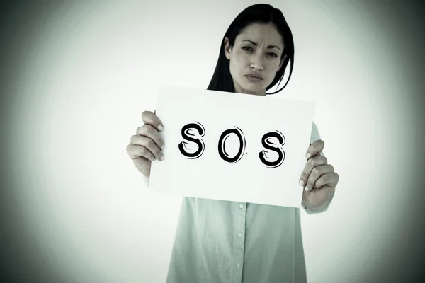 Sad woman showing sign — Stock Photo, Image