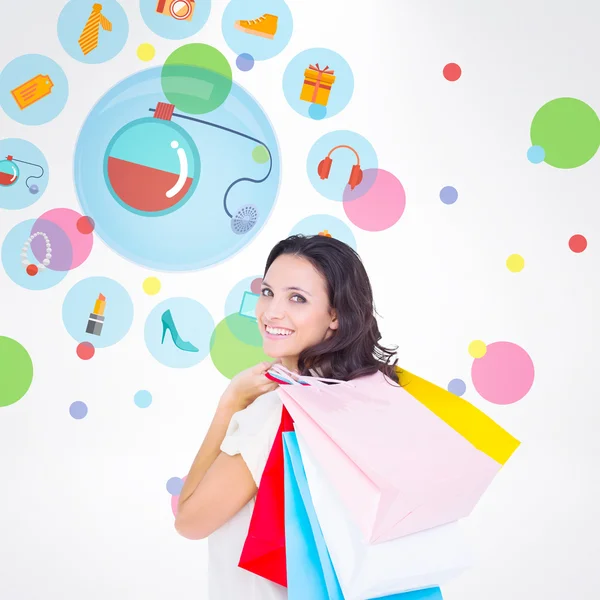 Brunette with shopping bags — Stock Photo, Image