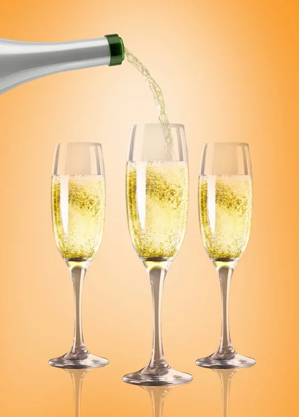 Composite image of champagne pouring — Stock Photo, Image