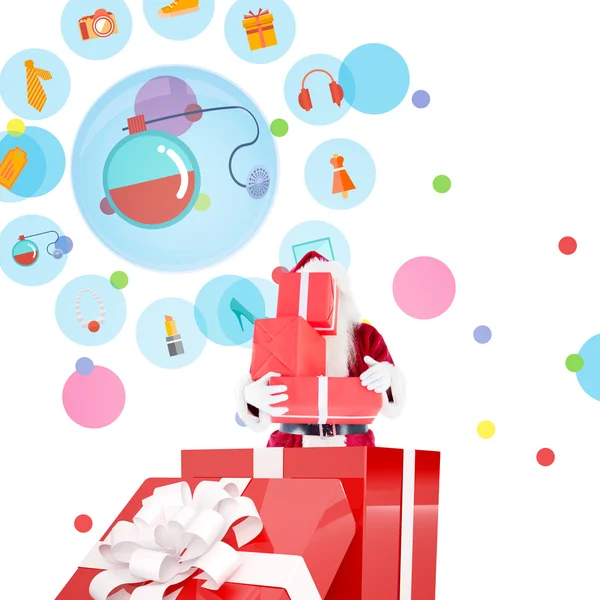 Immagine composita di Babbo Natale in piedi in grande regalo — Foto Stock