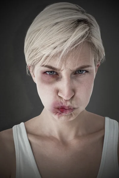 Angry woman looking at camera — Stock Photo, Image