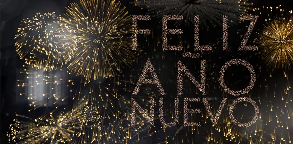 Composite image of glittering feliz ano nuevo — Stock Photo, Image