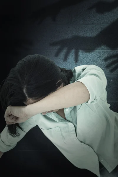Composite image of depressed woman — Stock Photo, Image
