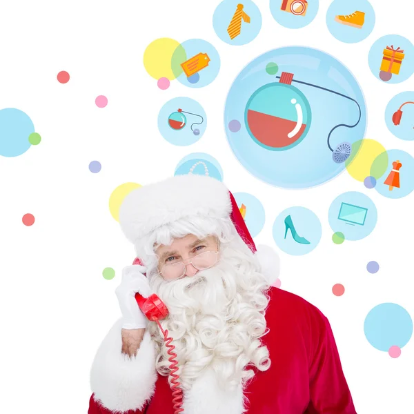 Weihnachtsmann am Telefon — Stockfoto