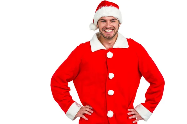 Homem feliz em traje de santa — Fotografia de Stock