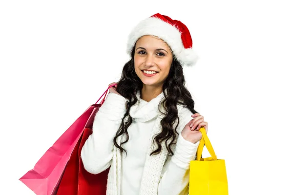 Woman  holding colored shopping bags — Stock Photo, Image