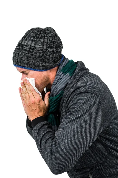 Man blowing his nose — Stock Photo, Image