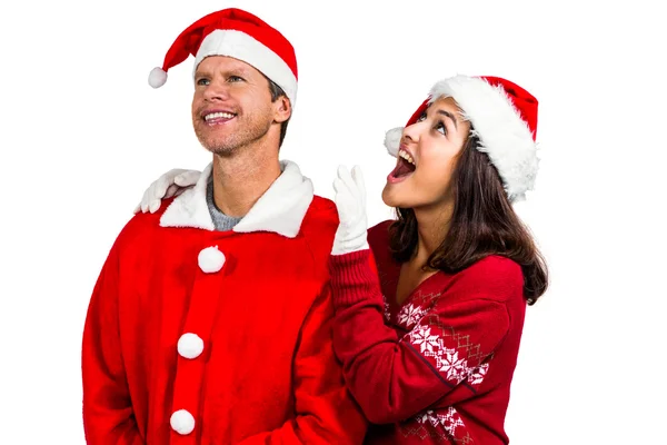 Casal festivo olhando juntos — Fotografia de Stock