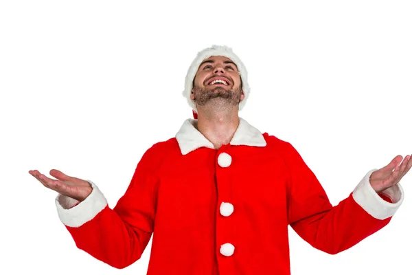 Homme heureux en costume de Père Noël — Photo