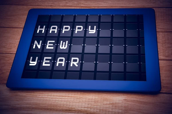 Tablet against new year message — Stock Photo, Image