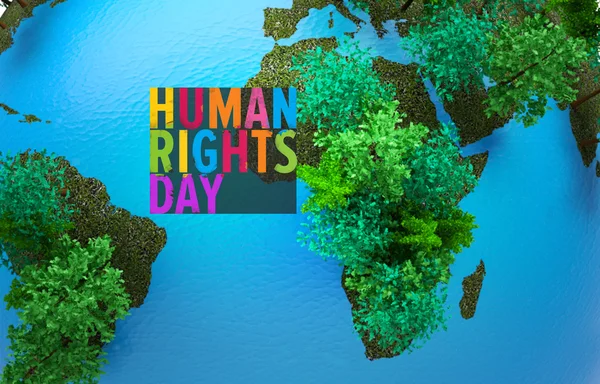 Mänskliga rättigheter mot jord med skog — Stockfoto