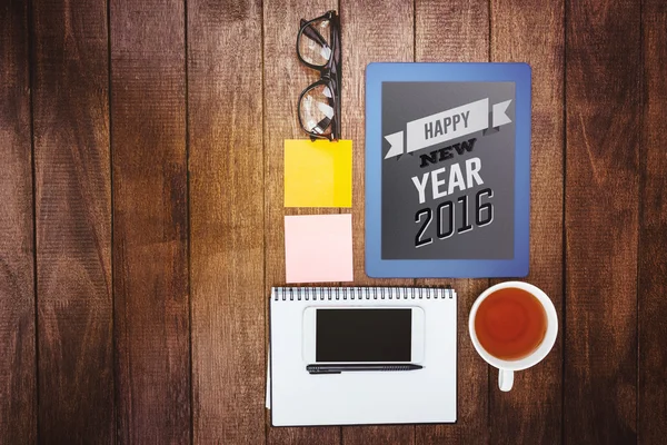 Nuevo año gráfico contra de cosas de negocios — Foto de Stock