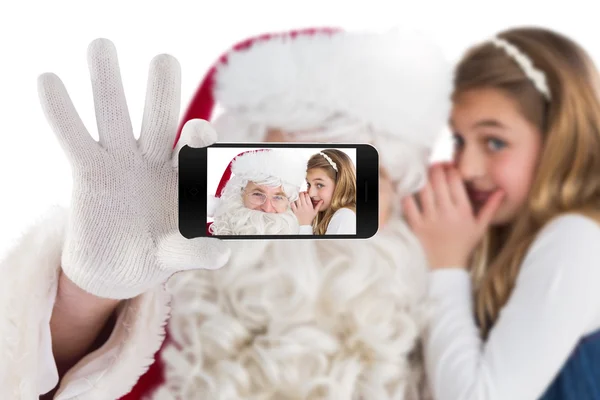 Santa s mobilním telefonem — Stock fotografie
