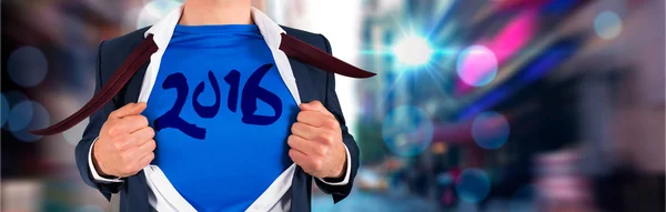 Businessman opening shirt superhero style — Stock Photo, Image