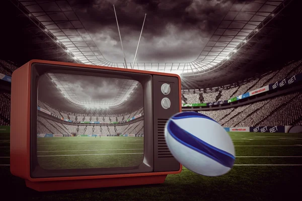 Rugby stadyum ragbi top — Stok fotoğraf