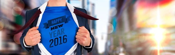 Uomo d'affari apertura camicia stile supereroe — Foto Stock