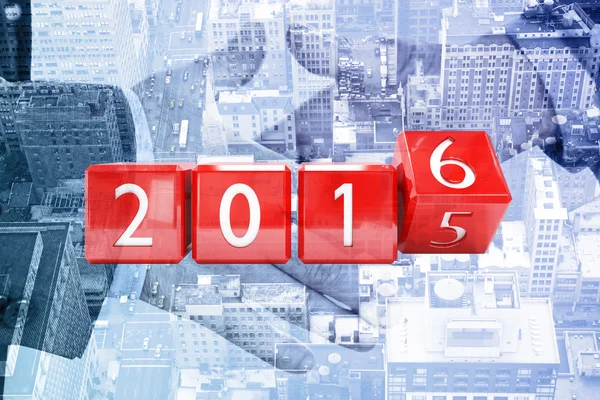 Red blocks showing 2016 — Stock Photo, Image