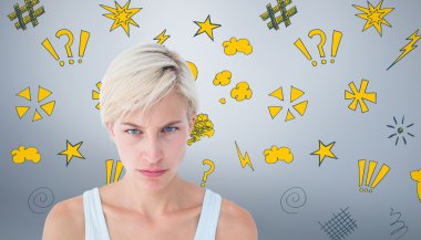 Composite image of upset woman looking at camera  clipart