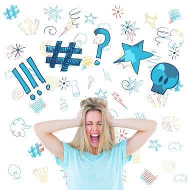 furious blonde standing and yelling clipart