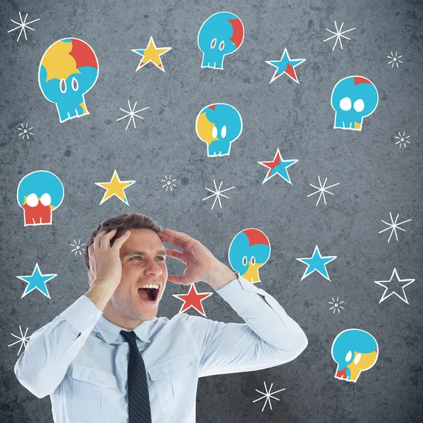 Samengestelde afbeelding van gestresst zakenman schreeuwen — Stockfoto