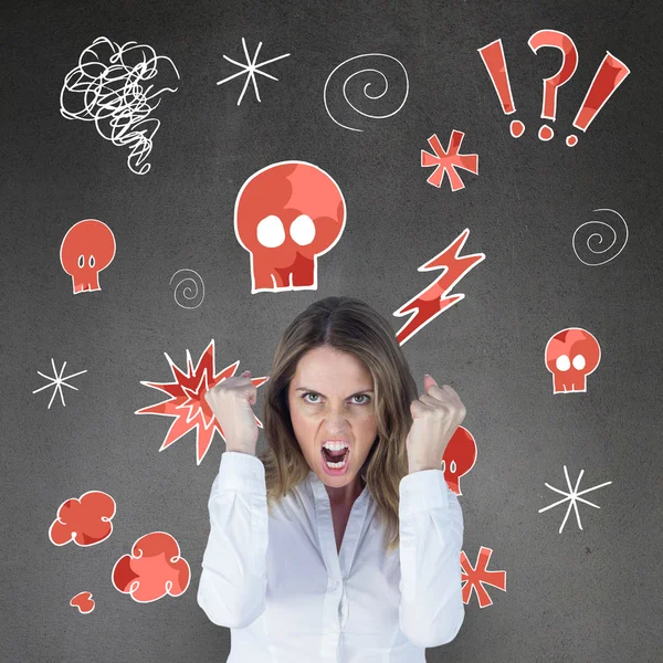 Composite image of angry yelling businesswoman — Stock Photo, Image