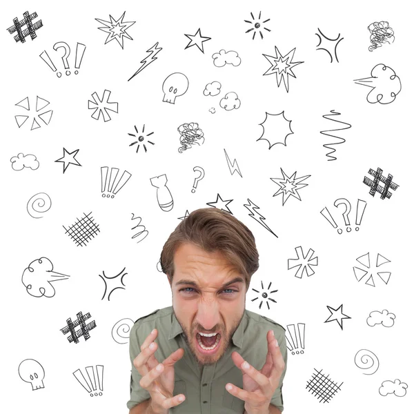 Composite image of overhead angle of frustrated man — Stock Photo, Image