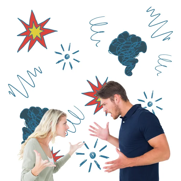 Angry couple facing off during argument — Stock Photo, Image