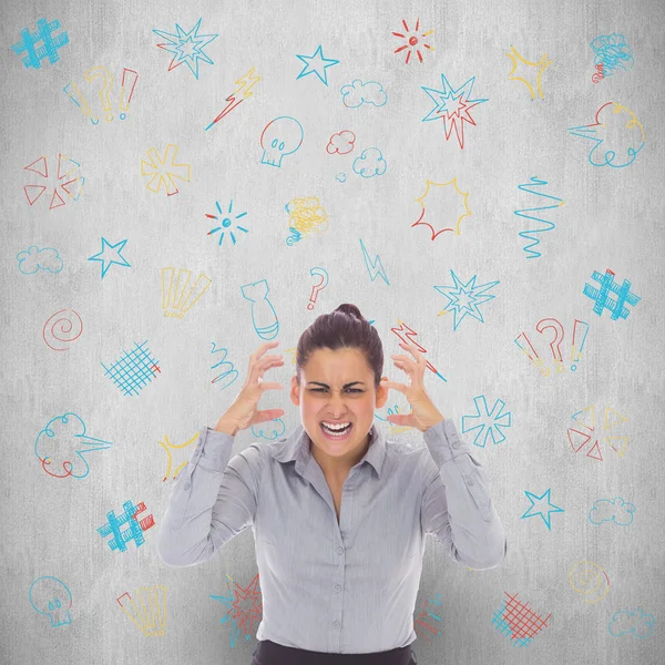 Immagine composita di una donna d'affari frustrata che grida — Foto Stock