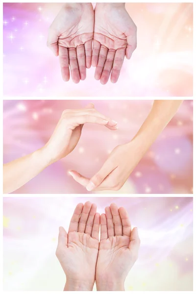 Imagen compuesta de las manos que muestran — Foto de Stock