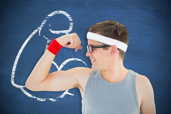 Geeky hipster poseren in sportkleding — Stockfoto