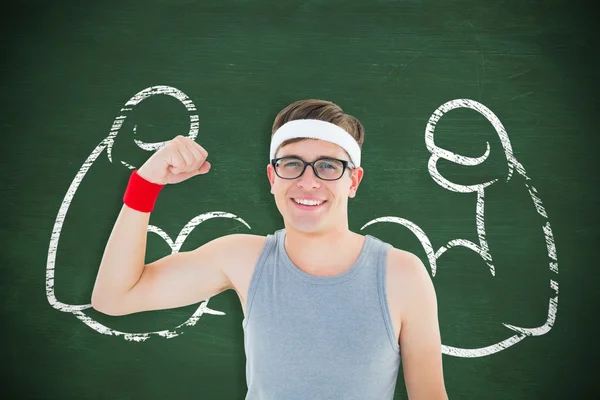 Geeky hipster posing in sportswear — Stock Photo, Image