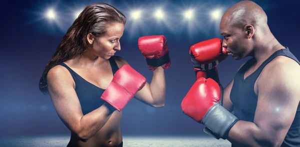 Athletes with fighting stance — Stock Photo, Image