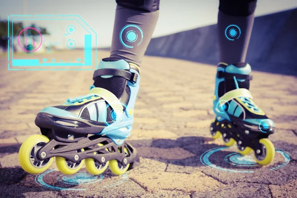 Close up view of woman wearing inline skates — Stock Photo, Image