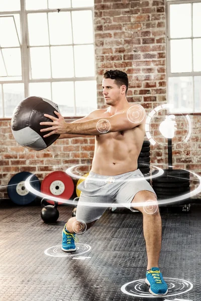 Muskulös man tränar med Viktboll — Stockfoto