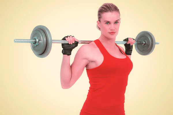 Fit woman with barbell — Stock Photo, Image