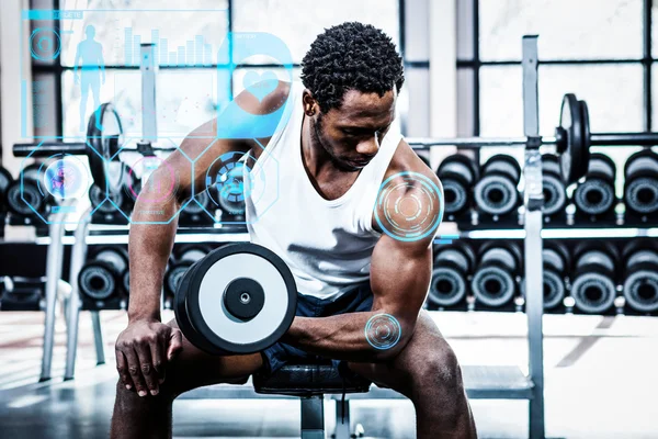 人在健身房锻炼的复合图像 — 图库照片