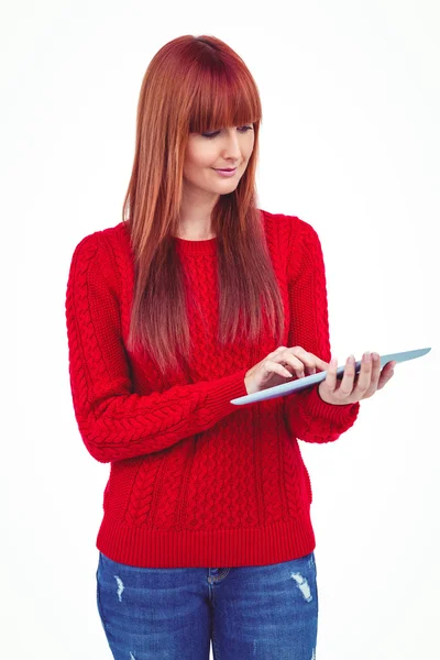 Smiling hipster woman using tablet — Stock Photo, Image