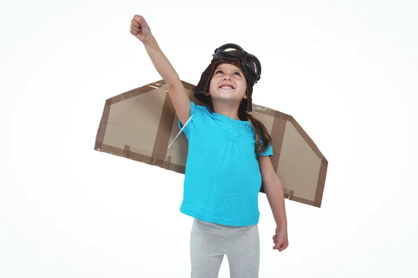 Cute girl pretending to be pilot — Stock Photo, Image