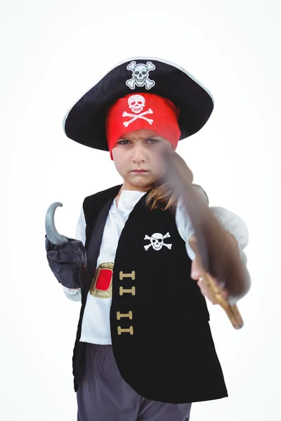 Gemaskerde meisje voorwenden om piraat — Stockfoto