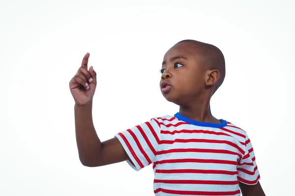 Netter Junge schüttelt den Finger und sagt Nein — Stockfoto