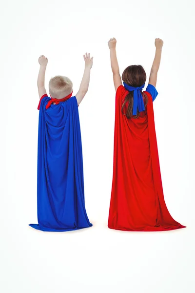 Masked kids pretending to be superheroes — Stock Photo, Image