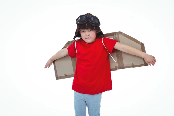 Boy pretending to be a pilot — Stock Photo, Image