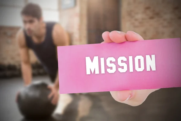 Mission against people background — Stock Photo, Image