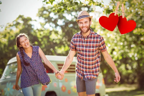 Hipster couple having fun together — Stock Photo, Image