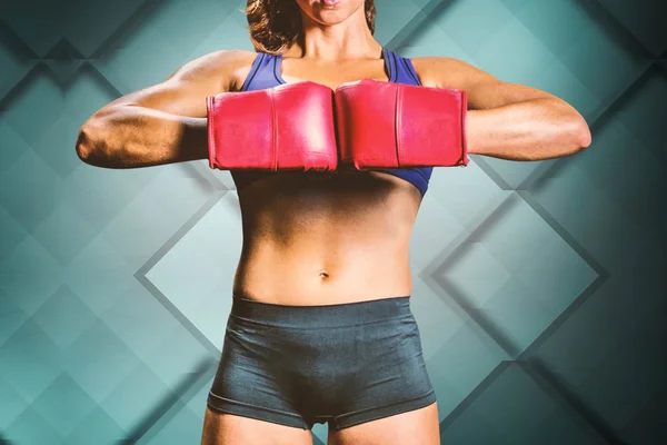 Midsection of boxer flexing stance — Stock Photo, Image