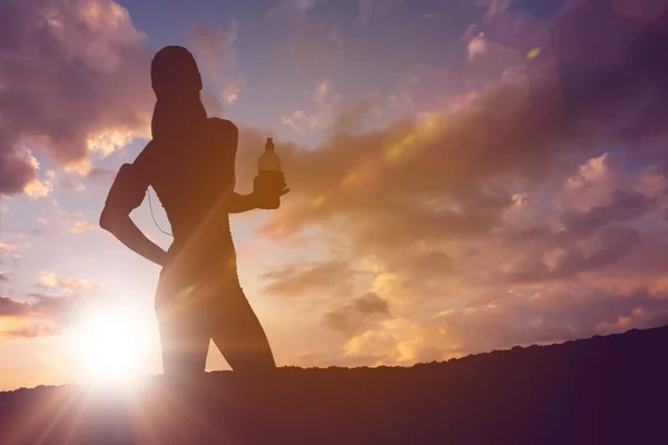 Silhouette of fit person — Stock Photo, Image