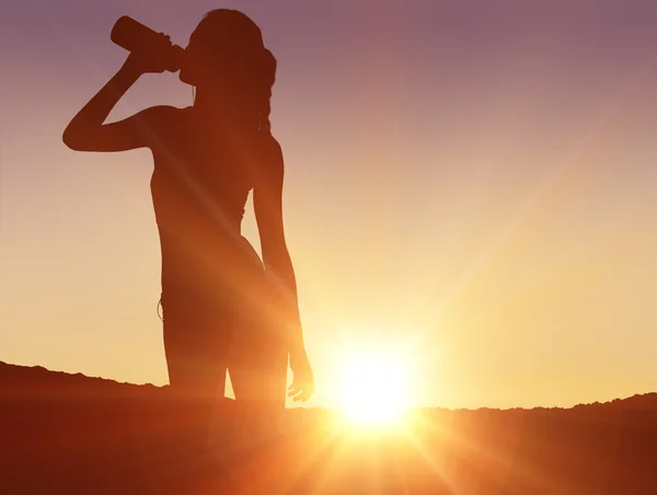 Silhouette of fit person — Stock Photo, Image